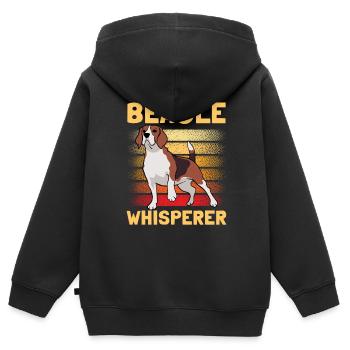 Beagle Whisperer Lover Puppy Beagles Dog - Sweat Premium à capuche zippé enfant bio - noir - Dos - AI Model Kid Male (0cm)