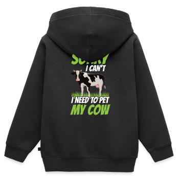 Ne puis-je pas avoir à caresser mes vaches - Sweat Premium à capuche zippé enfant bio - noir - Dos - AI Model Kid Male (0cm)