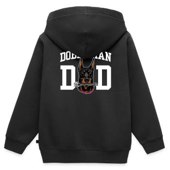 Doberman Papa Doberman Doberman Chiens - Sweat Premium à capuche zippé enfant bio - noir - Dos - AI Model Kid Male (0cm)
