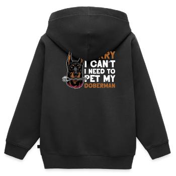 Ne puis-je pas avoir à caresser mon Doberman - Sweat Premium à capuche zippé enfant bio - noir - Dos - AI Model Kid Male (0cm)