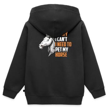 Je ne peux pas monter je dois caresser mon cheval - Sweat Premium à capuche zippé enfant bio - noir - Dos - AI Model Kid Male (0cm)