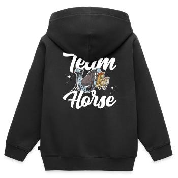 Équitation par équipe Équitation Équitation - Sweat Premium à capuche zippé enfant bio - noir - Dos - AI Model Kid Male (0cm)