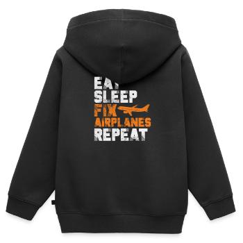 Flugzeugmechaniker Luftfahrt Flugzeug Geschenk - Kinder Premium Organic Zip Hoodie - Schwarz - Hinten - AI Model Kid Male (0cm)