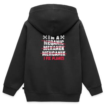 Flugzeugmechaniker Luftfahrt Flugzeug Geschenk - Kinder Premium Organic Zip Hoodie - Schwarz - Hinten - AI Model Kid Male (0cm)