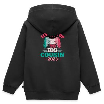 Schwangerschaft Cousin - Kinder Premium Organic Zip Hoodie - Schwarz - Hinten - AI Model Kid Male (0cm)