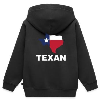 Texan Texas Pride Dictons Texan - Sweat Premium à capuche zippé enfant bio - noir - Dos - AI Model Kid Male (0cm)
