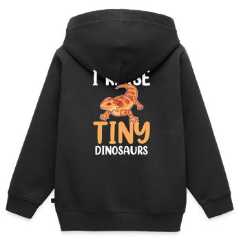 J’élève de minuscules dinosaures sur Bearded Dragon - Sweat Premium à capuche zippé enfant bio - noir - Dos - AI Model Kid Male (0cm)