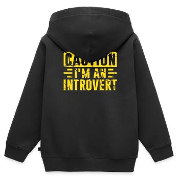 Méfiez-vous que je suis un introverti timide - Sweat Premium à capuche zippé enfant bio - noir - Dos - AI Model Kid Male (0cm)