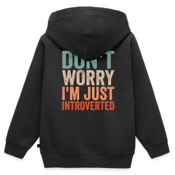 Keine Sorge Ich Bin Nur Introvertiert Schüchtern - Kinder Premium Organic Zip Hoodie - Schwarz - Hinten - AI Model Kid Male (0cm)