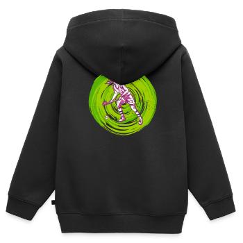 Feldhockeyspieler Hockey Hallenhockey Frauen - Kinder Premium Organic Zip Hoodie - Schwarz - Hinten - AI Model Kid Male (0cm)