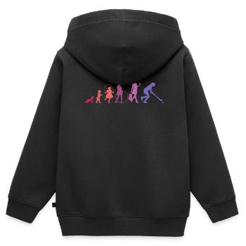 Feldhockeyspieler Hockey Hallenhockey Evolution - Kinder Premium Organic Zip Hoodie - Schwarz - Hinten - AI Model Kid Male (0cm)