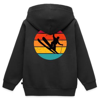 Ski Jumping Ski Freestyle Slopestyle Damen - Kinder Premium Organic Zip Hoodie - Schwarz - Hinten - AI Model Kid Male (0cm)