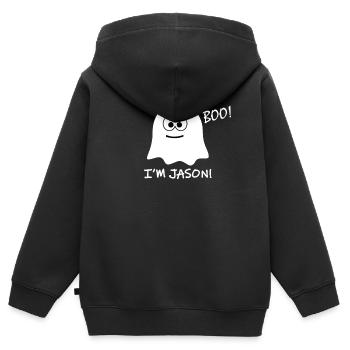 Buhruf! Ich bin Jason Halloween - Kinder Premium Organic Zip Hoodie - Schwarz - Hinten - AI Model Kid Male (0cm)