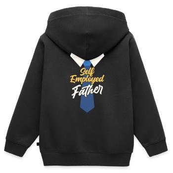 Père indépendant Freelance Indépendant - Sweat Premium à capuche zippé enfant bio - noir - Dos - AI Model Kid Male (0cm)
