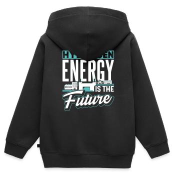 L’énergie de l’hydrogène est l’avenir L’hydrogène - Sweat Premium à capuche zippé enfant bio - noir - Dos - AI Model Kid Male (0cm)