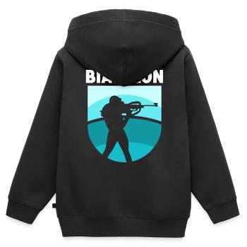 Biathlon Biathlons Biathletin Sport Biathlet - Kinder Premium Organic Zip Hoodie - Schwarz - Hinten - AI Model Kid Male (0cm)