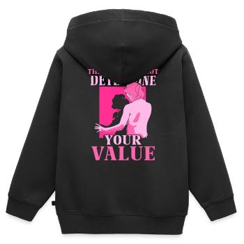 La balance ne détermine pas votre valeur bodyshaming - Sweat Premium à capuche zippé enfant bio - noir - Dos - AI Model Kid Male (0cm)