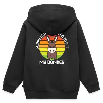Kann Nicht Ich Muss Meinen Esel Streicheln Tier - Kinder Premium Organic Zip Hoodie - Schwarz - Hinten - AI Model Kid Male (0cm)