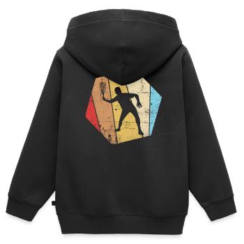 Racquetball Vintage Rétro - Sweat Premium à capuche zippé enfant bio - noir - Dos - AI Model Kid Male (0cm)