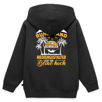 Ruhestand Lustig für Mediengestalter Rentner - Kinder Premium Organic Zip Hoodie - Schwarz - Hinten - AI Model Kid Male (0cm)