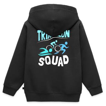 Triathlon Équipe Triathlon Triathlète Triathlète - Sweat Premium à capuche zippé enfant bio - noir - Dos - AI Model Kid Male (0cm)