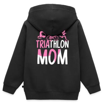 Triathlon Mama Triathlète Triathlète de triathlon - Sweat Premium à capuche zippé enfant bio - noir - Dos - AI Model Kid Male (0cm)