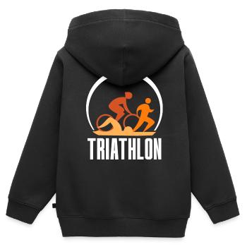 Triathlon Triathlète Triathlons Triathlète Sport - Sweat Premium à capuche zippé enfant bio - noir - Dos - AI Model Kid Male (0cm)