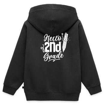 Hallo 2. Klasse Zweitklässler Zweite Klasse - Kinder Premium Organic Zip Hoodie - Schwarz - Hinten - AI Model Kid Male (0cm)