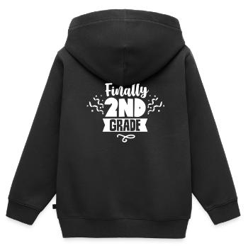Endlich Zweite Klasse Zweitklässler Lehrer Schule - Kinder Premium Organic Zip Hoodie - Schwarz - Hinten - AI Model Kid Male (0cm)