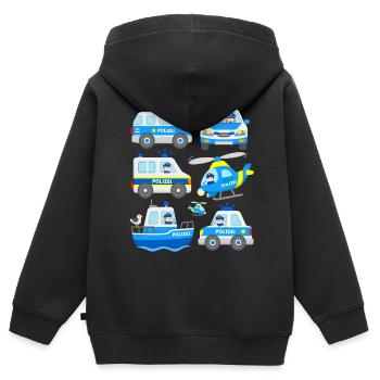 Polizeiautos Kinder Kleinkinder Polizei Deutsch - Kinder Premium Organic Zip Hoodie - Schwarz - Hinten - AI Model Kid Male (0cm)