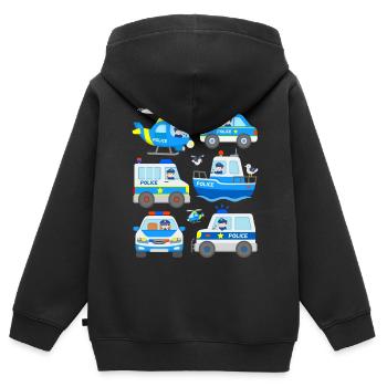 Fahrzeuge Polizei Polizeiautos Kinder Jungen Autos - Kinder Premium Organic Zip Hoodie - Schwarz - Hinten - AI Model Kid Male (0cm)