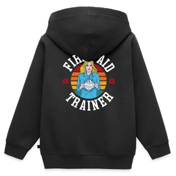 Erste Hilfe Ausbilder Sofortmaßnahmen Kurs Lehrer - Kinder Premium Organic Zip Hoodie - Schwarz - Hinten - AI Model Kid Male (0cm)