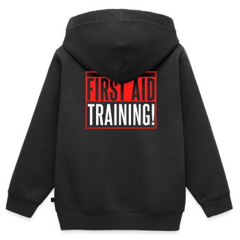Participer à un instructeur de secourisme - Sweat Premium à capuche zippé enfant bio - noir - Dos - AI Model Kid Male (0cm)