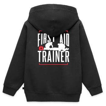Erste Hilfe Ausbilder Kurs Sofortmaßnahmen Lehrer - Kinder Premium Organic Zip Hoodie - Schwarz - Hinten - AI Model Kid Male (0cm)