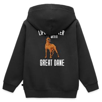Great Dane - Kids Premium Organic Zip-up Hoodie - black - Back - AI Model Kid Male (0cm)
