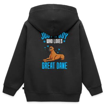 Great Dane - Kids Premium Organic Zip-up Hoodie - black - Back - AI Model Kid Male (0cm)