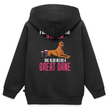 Great Dane - Kids Premium Organic Zip-up Hoodie - black - Back - AI Model Kid Male (0cm)