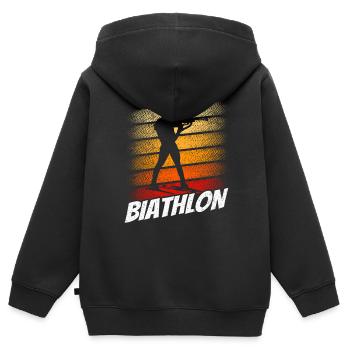 Biathlon Sport Biathletin Biathlet Biathlons - Kinder Premium Organic Zip Hoodie - Schwarz - Hinten - AI Model Kid Male (0cm)