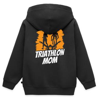 Triathlon Mama Triathlons Triathlète Triathlète - Sweat Premium à capuche zippé enfant bio - noir - Dos - AI Model Kid Male (0cm)