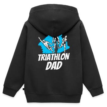 Triathlon Papa Triathlète Triathlons Triathlète - Sweat Premium à capuche zippé enfant bio - noir - Dos - AI Model Kid Male (0cm)