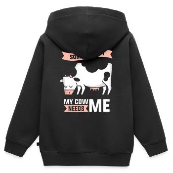 Kann Nicht Meine Kuh Braucht Mich Milchkuh Kühe - Kinder Premium Organic Zip Hoodie - Schwarz - Hinten - AI Model Kid Male (0cm)
