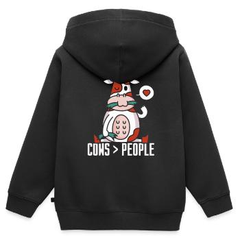 Kühe > Menschen Kuh Milchkuh Bauernhof Tiere - Kinder Premium Organic Zip Hoodie - Schwarz - Hinten - AI Model Kid Male (0cm)
