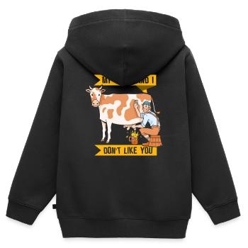 Meine Kühe Und Ich Mögen Dich Nicht Milchkuh Kuh - Kinder Premium Organic Zip Hoodie - Schwarz - Hinten - AI Model Kid Male (0cm)