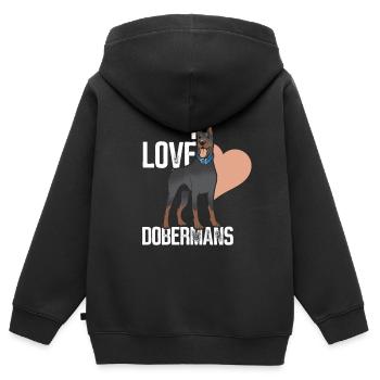 J’aime les dobermans doberman chiens doberman - Sweat Premium à capuche zippé enfant bio - noir - Dos - AI Model Kid Male (0cm)