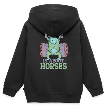 Das Leben Besteht Aus Pferden Pferd Reiten - Kinder Premium Organic Zip Hoodie - Schwarz - Hinten - AI Model Kid Male (0cm)
