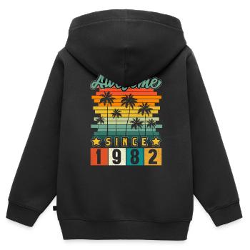 1982 Geboren Geburtstag Geburtsjahr Vintage - Kinder Premium Organic Zip Hoodie - Schwarz - Hinten - AI Model Kid Male (0cm)