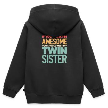 Schwester - Kinder Premium Organic Zip Hoodie - Schwarz - Hinten - AI Model Kid Male (0cm)