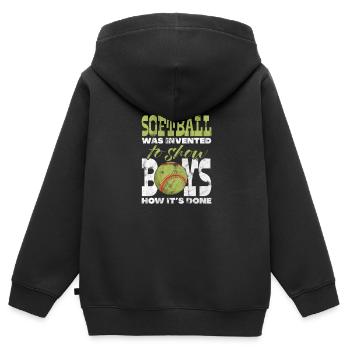 Softball - Sweat Premium à capuche zippé enfant bio - noir - Dos - AI Model Kid Male (0cm)