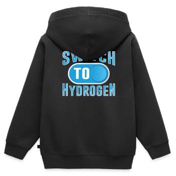 Passer à l’hydrogène énergie hydrogène - Sweat Premium à capuche zippé enfant bio - noir - Dos - AI Model Kid Male (0cm)