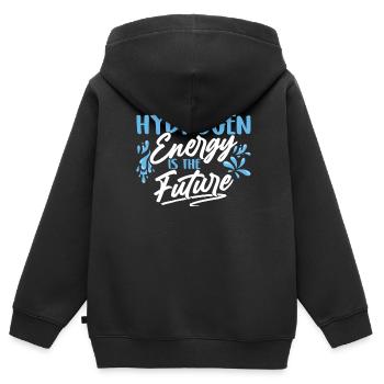 L’énergie de l’hydrogène est l’avenir L’hydrogène - Sweat Premium à capuche zippé enfant bio - noir - Dos - AI Model Kid Male (0cm)